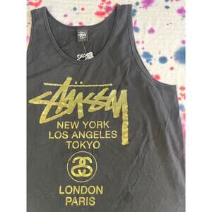 Stussy Tank y2k Gold Print